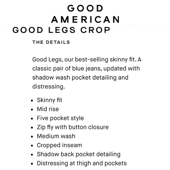 GOOD AMERICAN GLC113T Blue 377 Good Legs Crop High Rise Skinny Distressed 2/26 - Picture 16 of 16